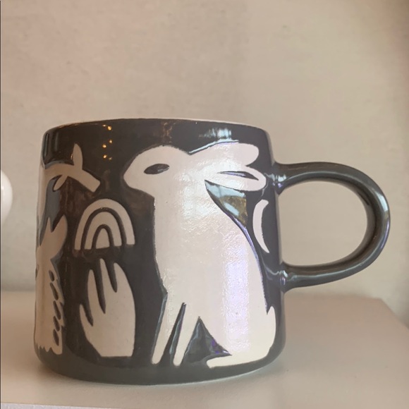 Gray Ceramic Mug with Rabbit Design - Picture 2 of 8